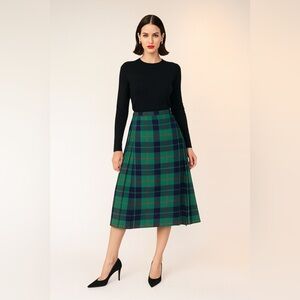 Deans of Scotland Green Plaid Pure New‎ Wool Skirt Sz. 10